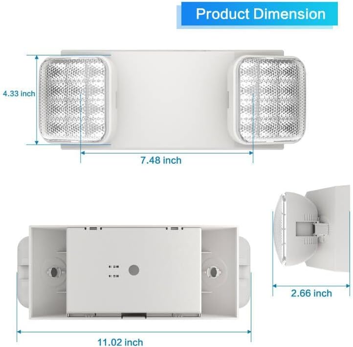 Detalle de EXITLUX EXJLEU9CA 2-Pack LED Exit Sign, Adjustable Heads, 120/277 VAC