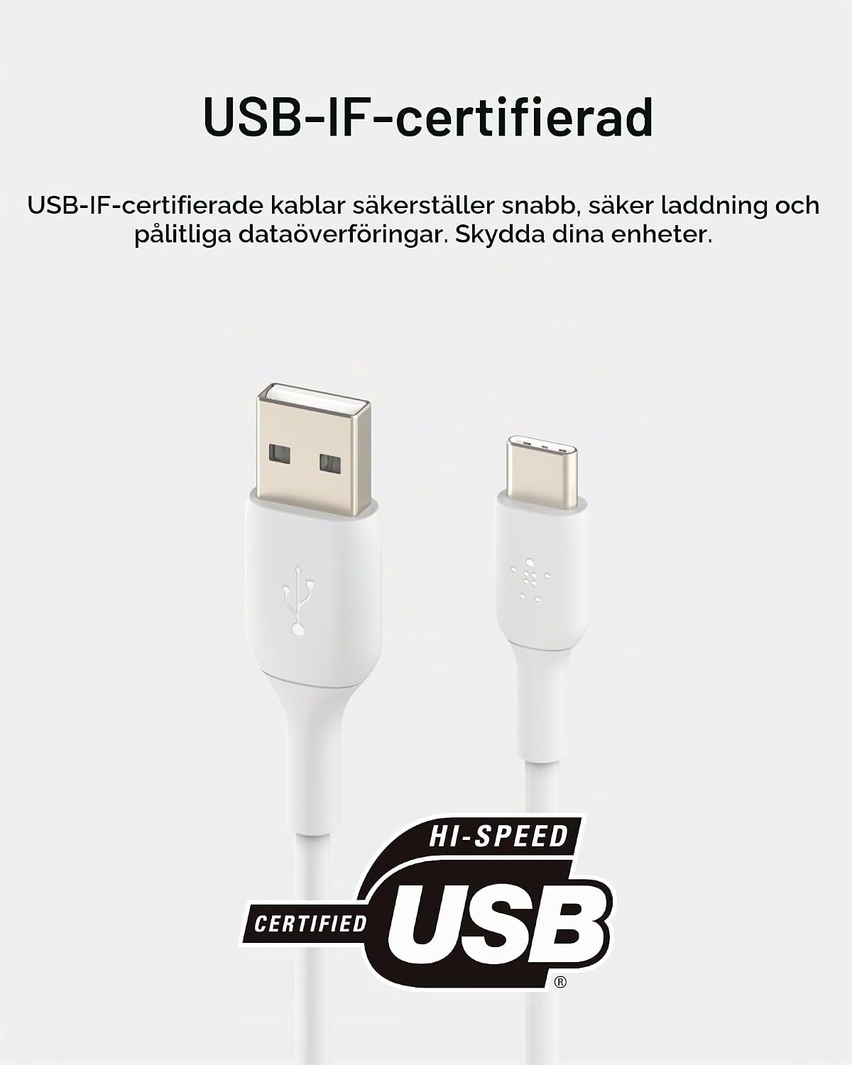 Thumbnail 2 de Belkin USB-A–till-USB-C-kabel, 2-pack, 3,3 ft och 15 W