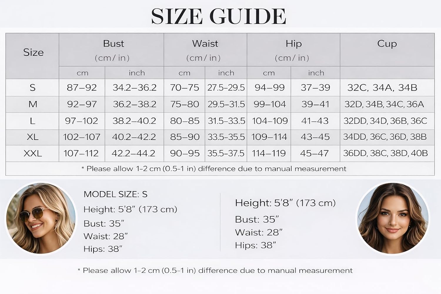 Thumbnail 5 de Ekouaer Women’s 2-Piece V-Neck Cross Bikini Set with Push-Up & Tummy Control, Adjustable Tie Swimsuit (S–XXL)