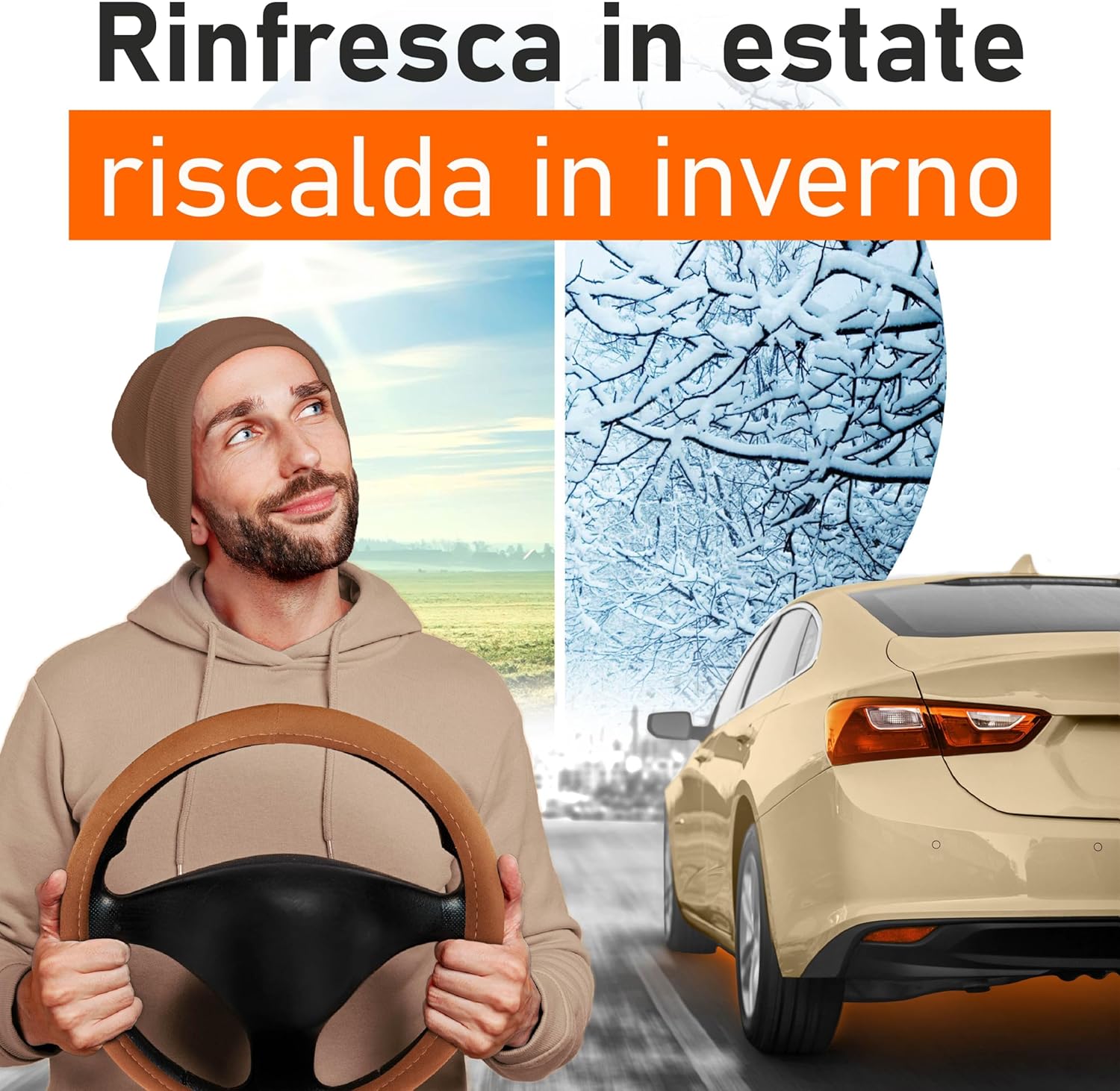 Detalle 2 de Upgrade4cars Coprivolante Marrone 37-39 cm