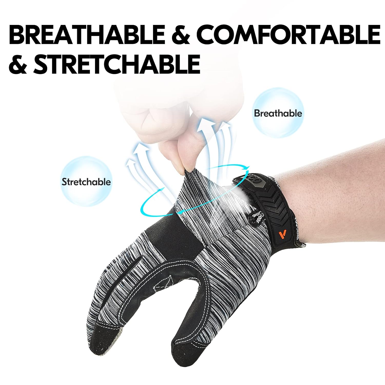 Thumbnail 5 de Vgo... Guanti da lavoro uomo in pelle touchscreen con silicone antischiocco (Tg 10/XL), grigio, 1 paio