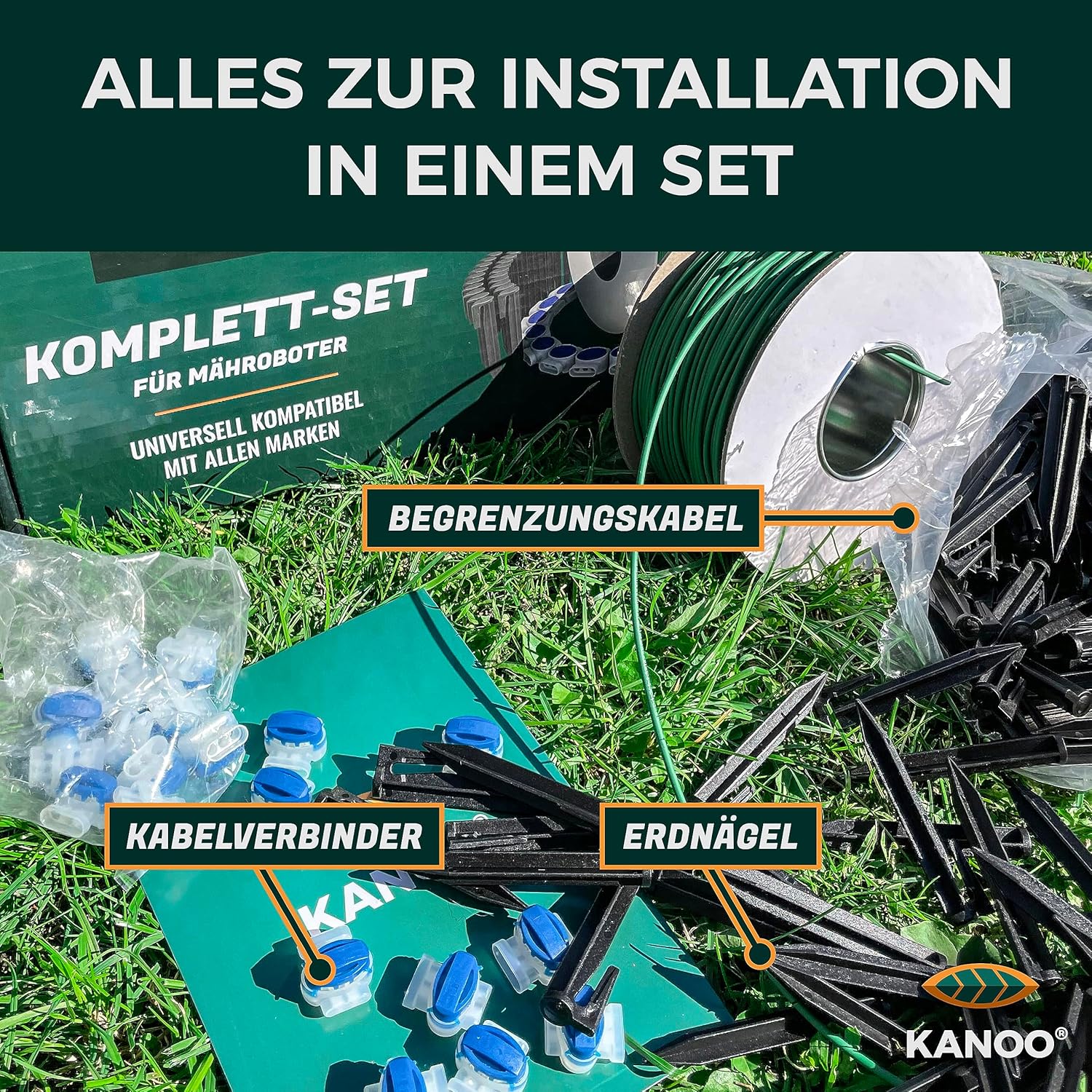 Thumbnail 6 de Mähroboter Begrenzungskabel Set – Komplettset für alle Marken (250 m Draht, 500 Erdhaken, 20 Kabelverbinder)