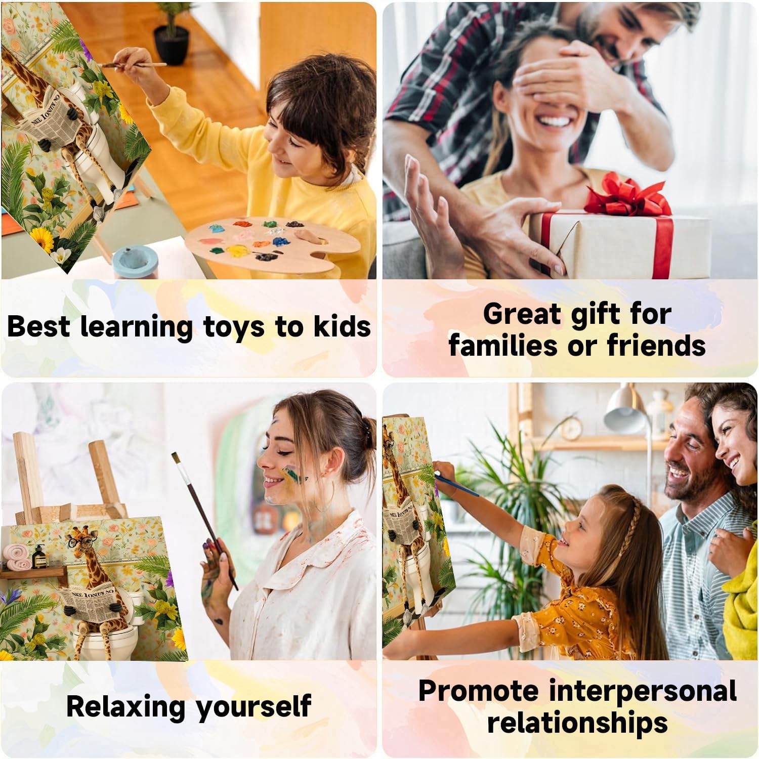 Detalle 2 de WEMEON Giraffe Paint by Numbers for Adults – Beginner Friendly 16x20 Inch Canvas Kit