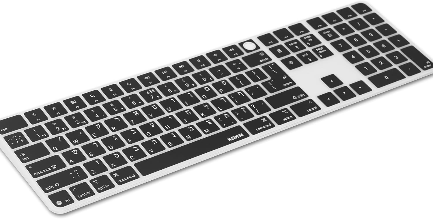 Thumbnail 2 de XSKN A3119 Hebrew Black Silicone Keyboard Cover for iMac M4 Magic Keyboard