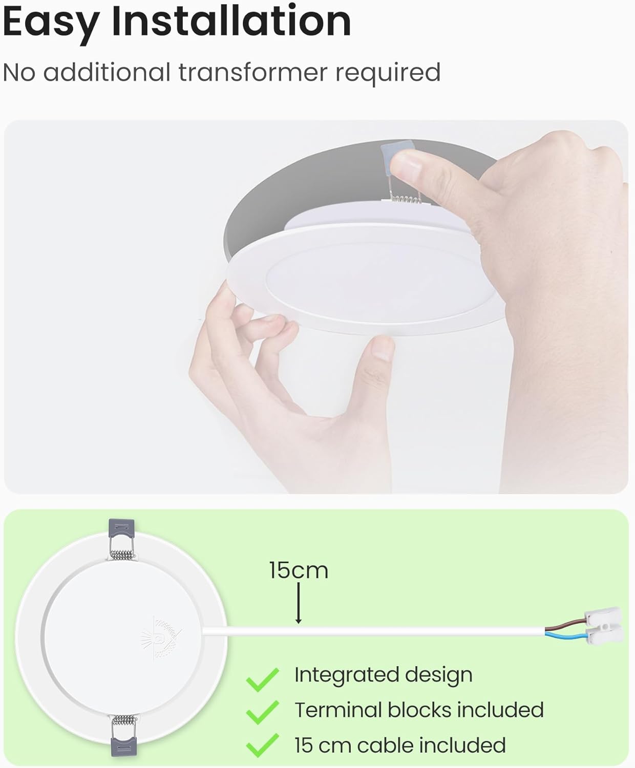 Detalle 2 de ALUSSO 15W Slim LED Panel Downlights – 6 Pack, 3CCT with Memory, IP44 Waterproof