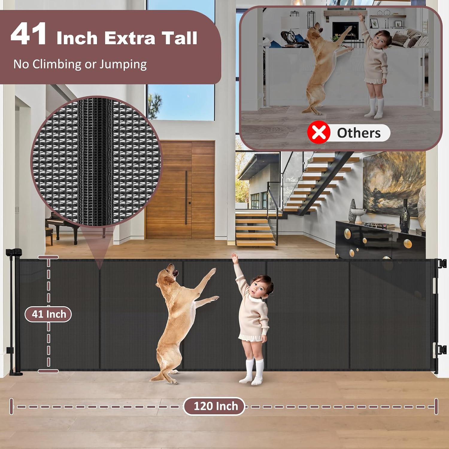 Detalle de Retractable Baby Gate, 41-Inch Tall