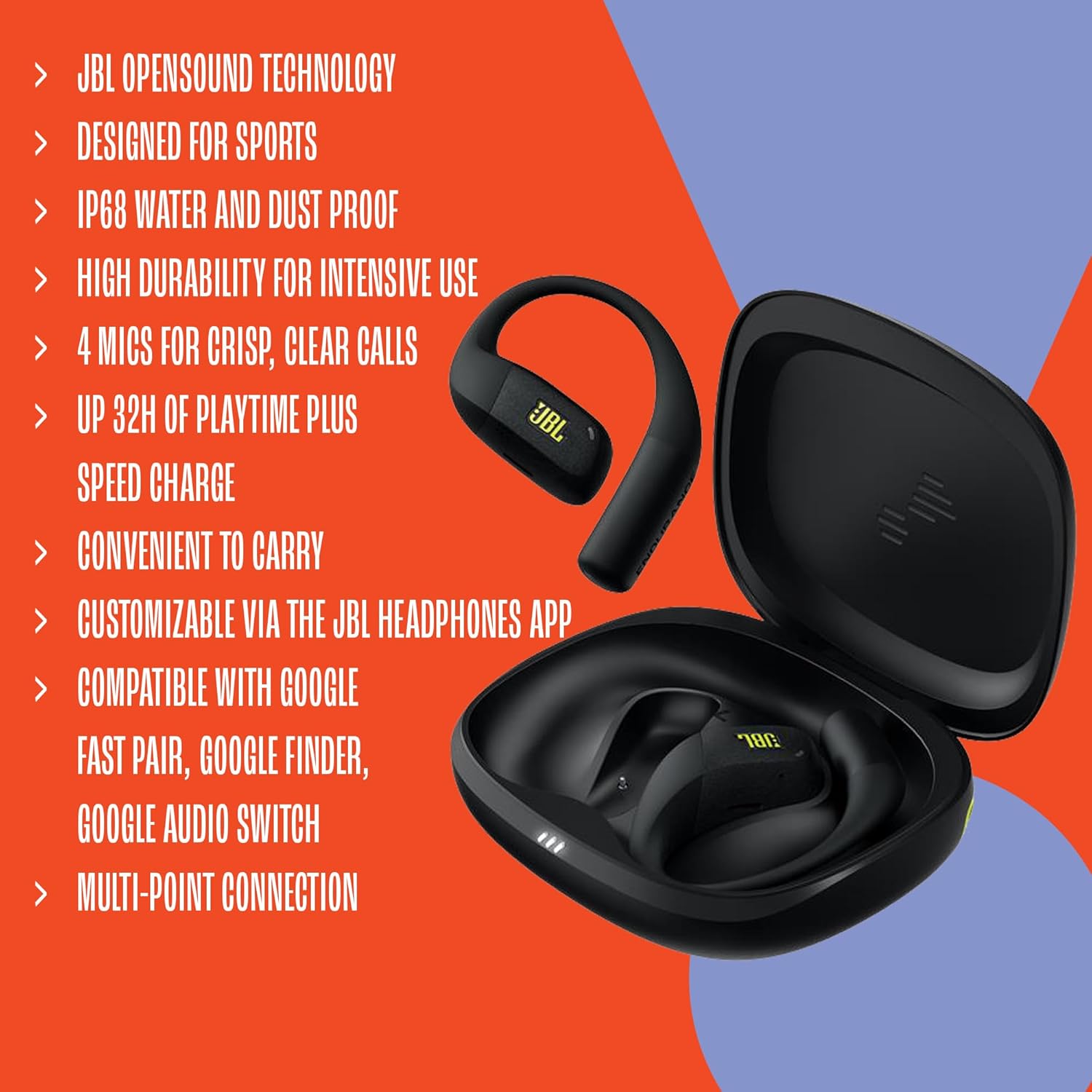 Thumbnail 3 de JBL Endurance Zone kabellose Open-Ear Sport-Kopfhörer mit Ohrbügel, OpenSound & 32 Stunden Spielzeit (IP68, Google Finder) – Weiß