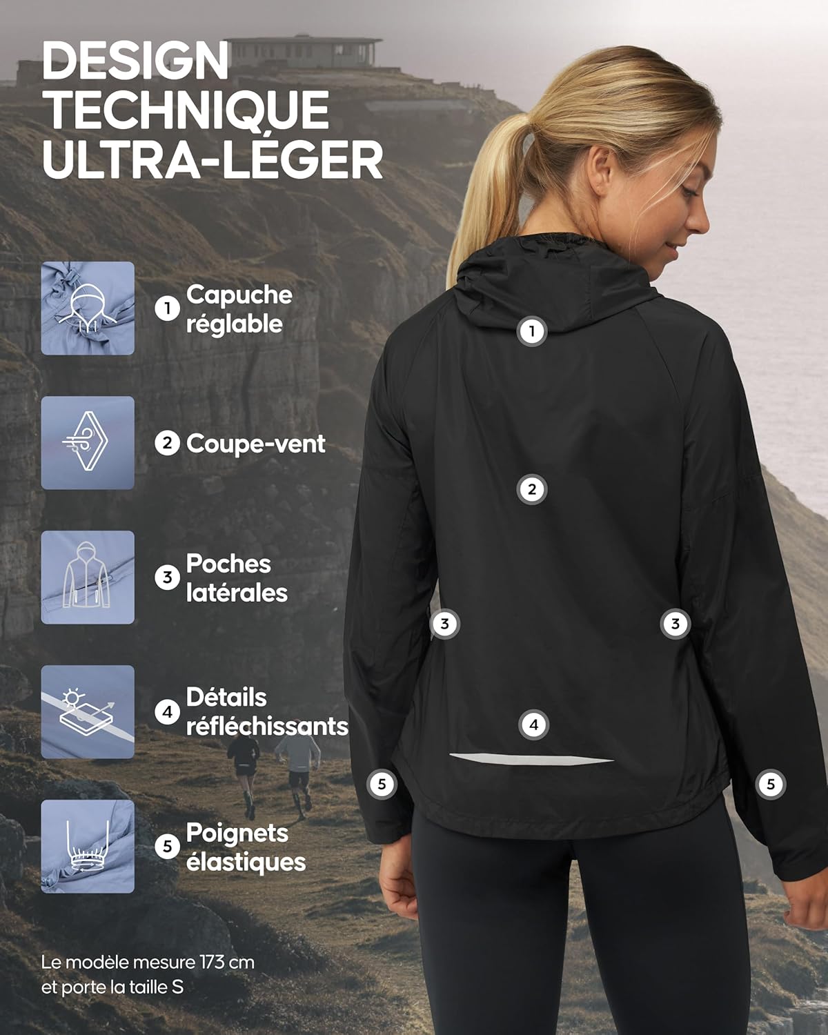 Thumbnail 1 de DANISH ENDURANCE Veste de running réfléchissante légère et respirante pour femme