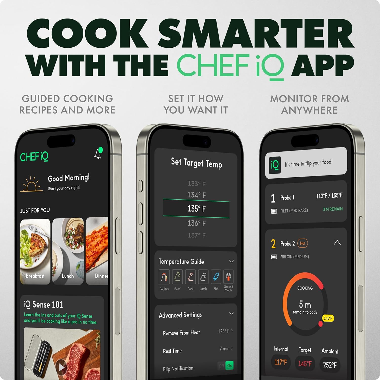 Detalle de CHEF iQ Sense Gen3: Wireless 3-Probe Smart Meat Thermometer