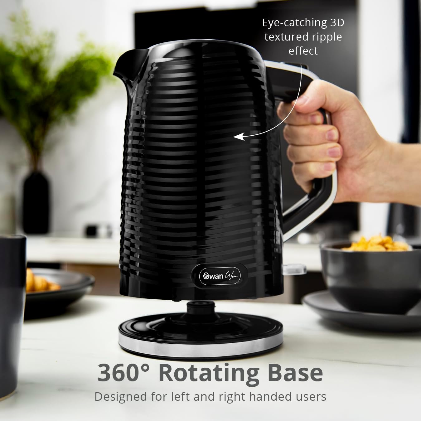 Detalle de Swan Wave Cordless Kettle (1.7 L, 3000W) – fast boil, with boil dry protection