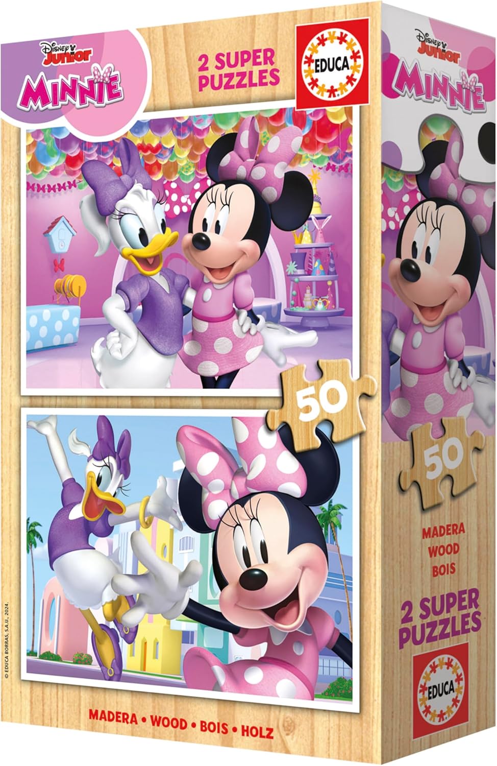 Thumbnail 3 de Educa Minnie – Ensemble de 2 puzzles en bois écologiques (50 pièces chacun)