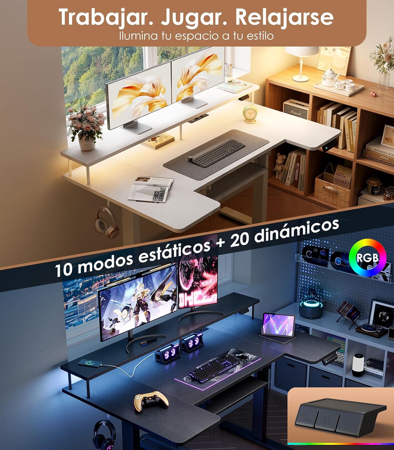 Thumbnail 4 de OffiGo U Forma Mesa Escritorio Elevable 140 cm