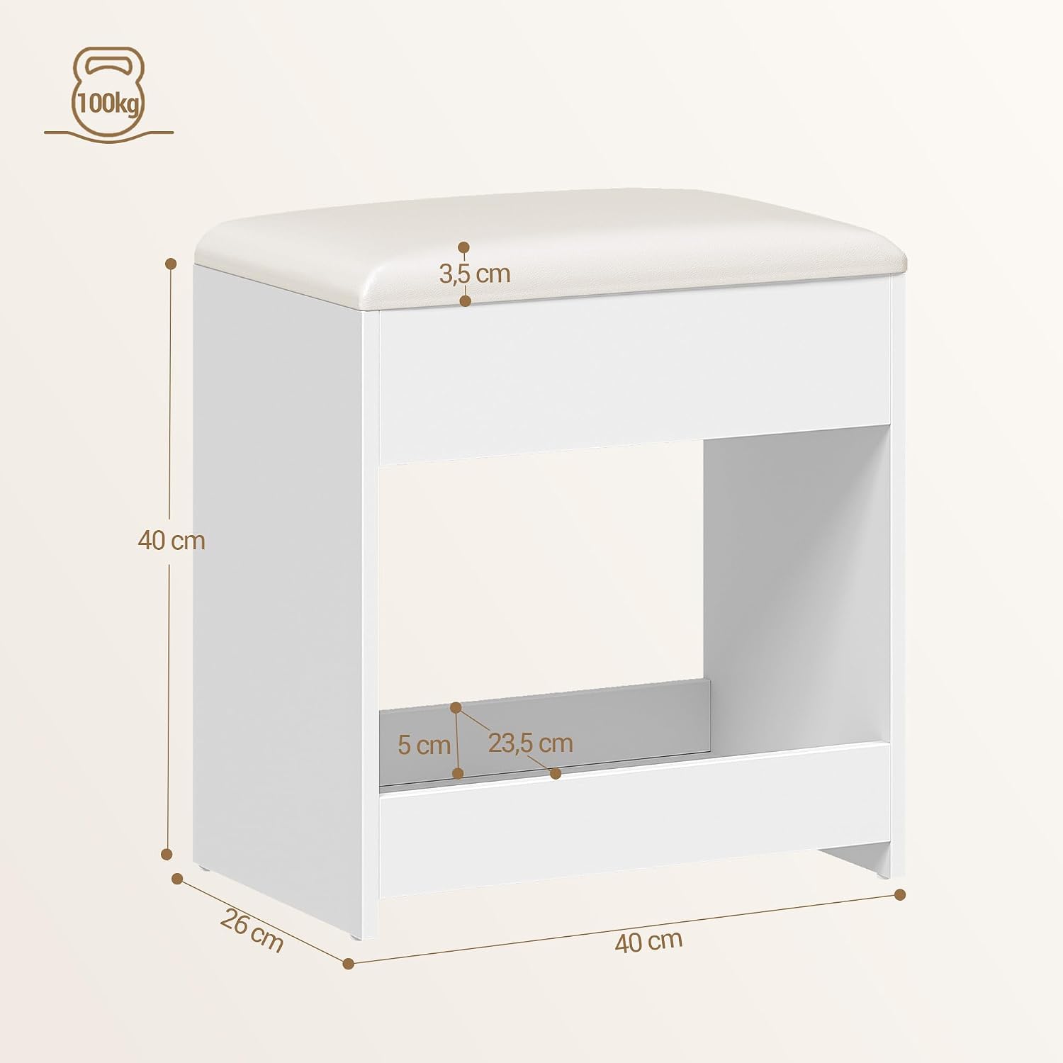 Detalle de Hzuaneri VS32703X sgabello toeletta 1 cuscino bianco