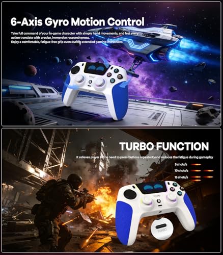 Detalle de SFGSUP Controller Wireless per PS5/PC/Steam Deck con Joystick Hall Effect, 8 colori RGB e Gyro 6 Assi