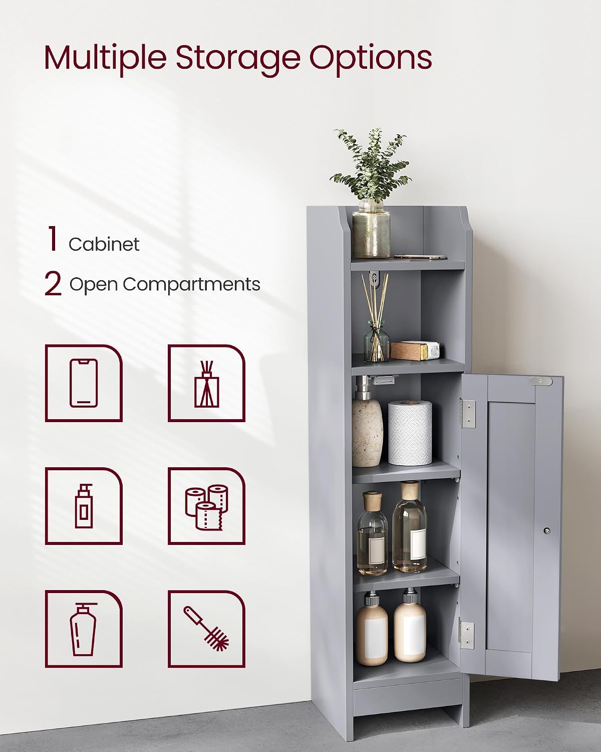 Detalle 2 de VASAGLE Corner Storage Cabinet, Dove Gray