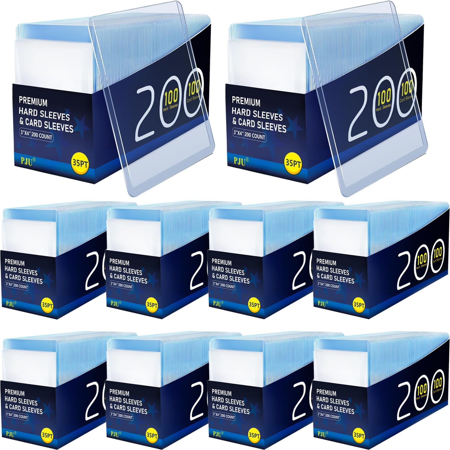 Thumbnail 6 de 200 Hard Plastic Card Sleeves: Premium 3x4 Trading Card Protectors (100 Hard + 100 Soft)