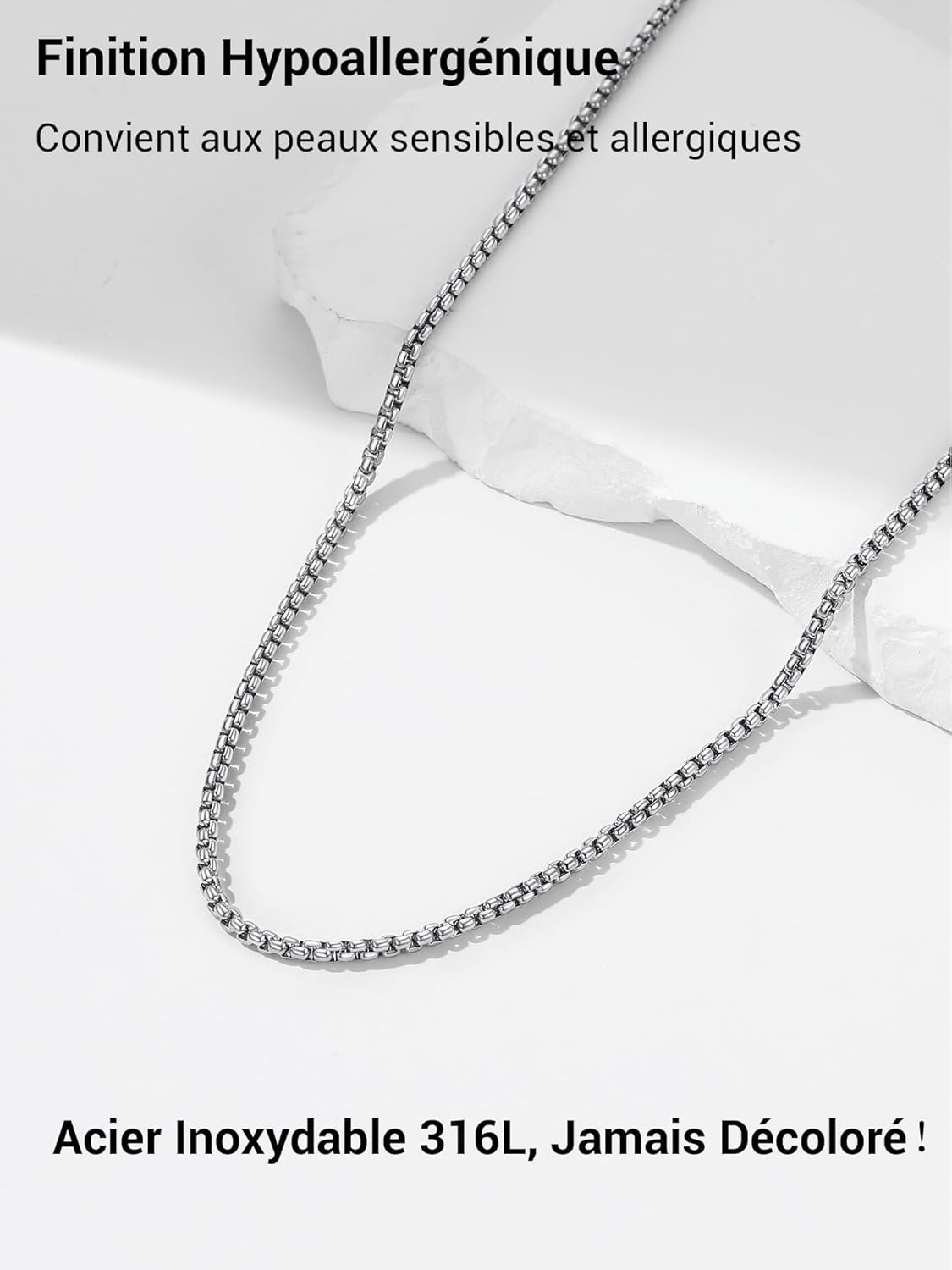 Thumbnail 2 de PROSTEEL Chaîne Collier Homme Maille Vénitienne Arrondie 3 mm – Acier Inoxydable + Plaqué Or/Métal Noir, Longueurs 46–81 cm