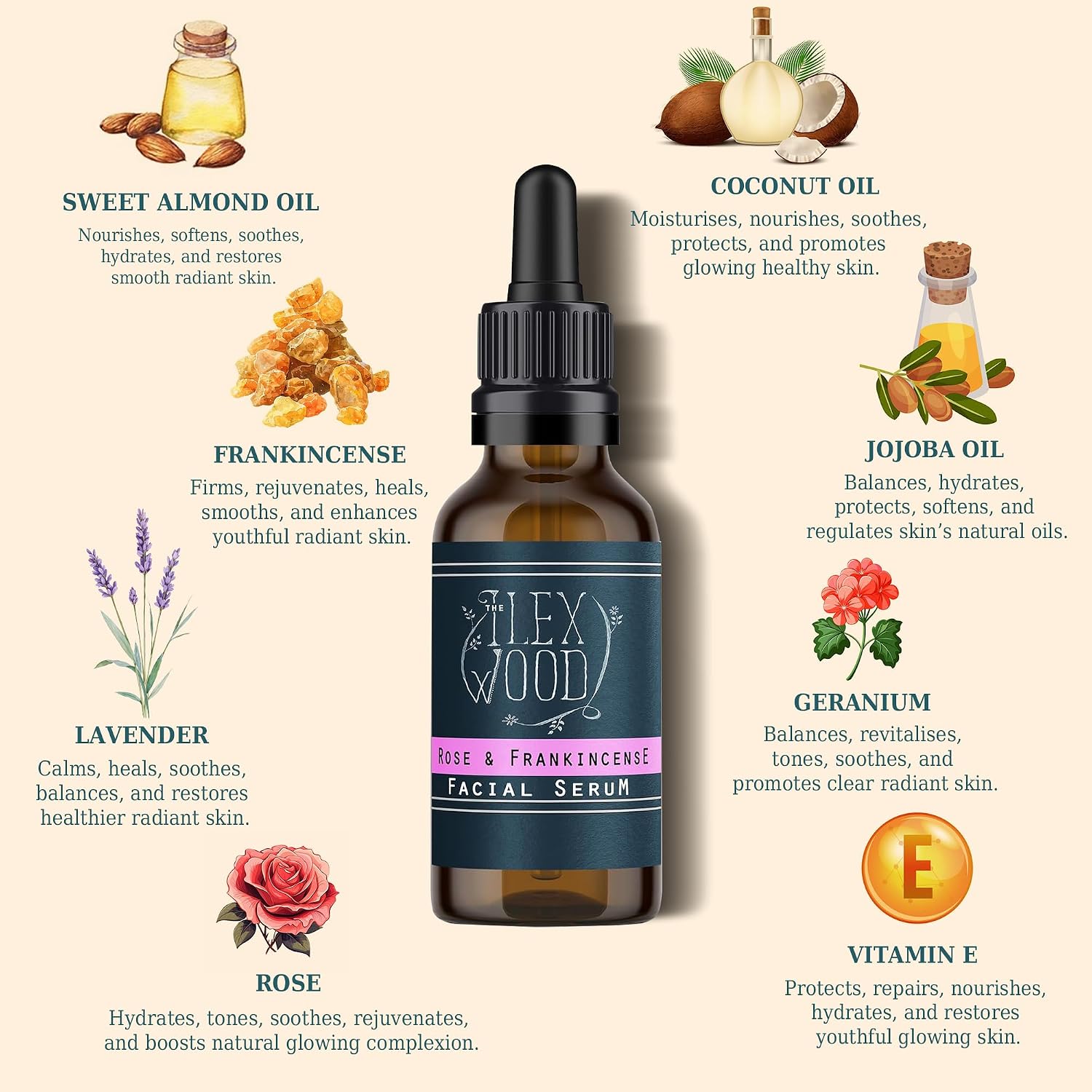 Thumbnail 2 de The Ilex Wood Rose & Frankincense Facial Serum – Natural Face Oil, 20ml