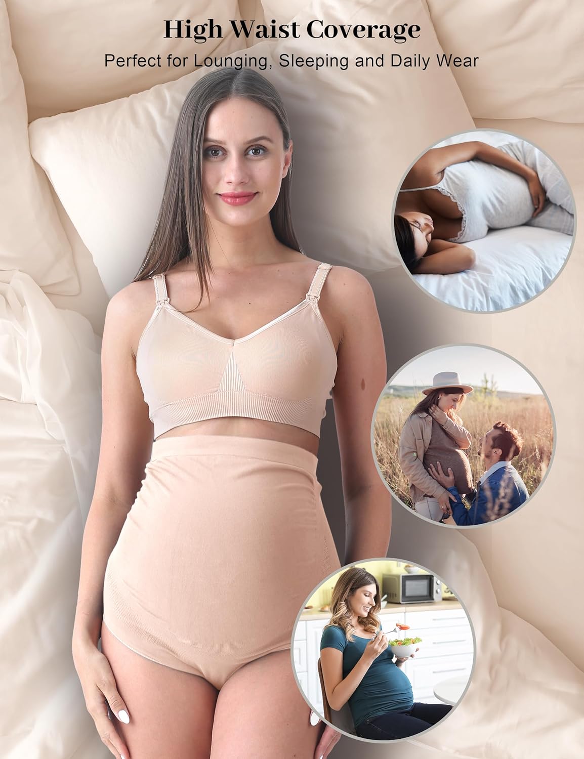 Thumbnail 5 de SUNNYBUY Women’s Maternity High Waist Seamless Hipster Over-Bump Underwear (Pregnancy)