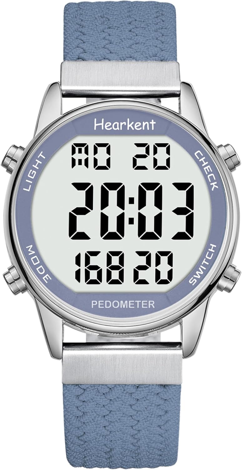 Detalle de Hearkent Pedometer Watch for Women – Non-Bluetooth Step Tracker with Large LCD, 30M Waterproof
