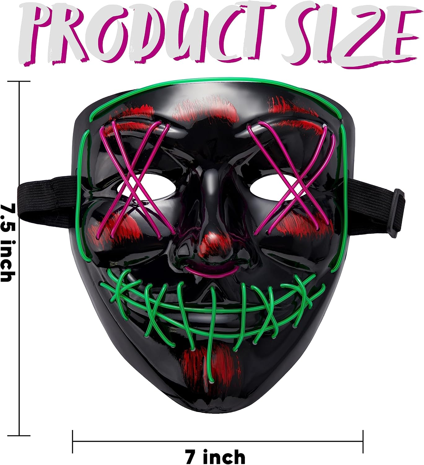 Thumbnail 3 de JOYIN LED Halloween Mask and Gloves, Green and Purple, 3 Flashing Modes