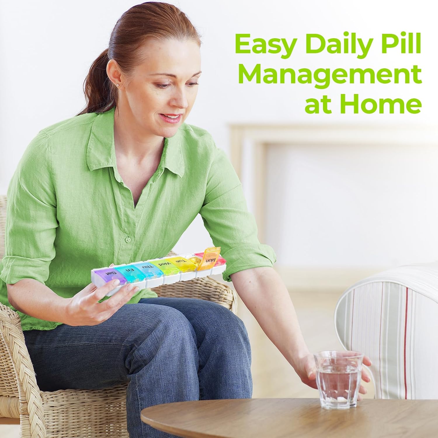 Thumbnail 6 de AUVON PO1107 Weekly Pill Organizer with Spring-Open Lids, BPA-Free Design