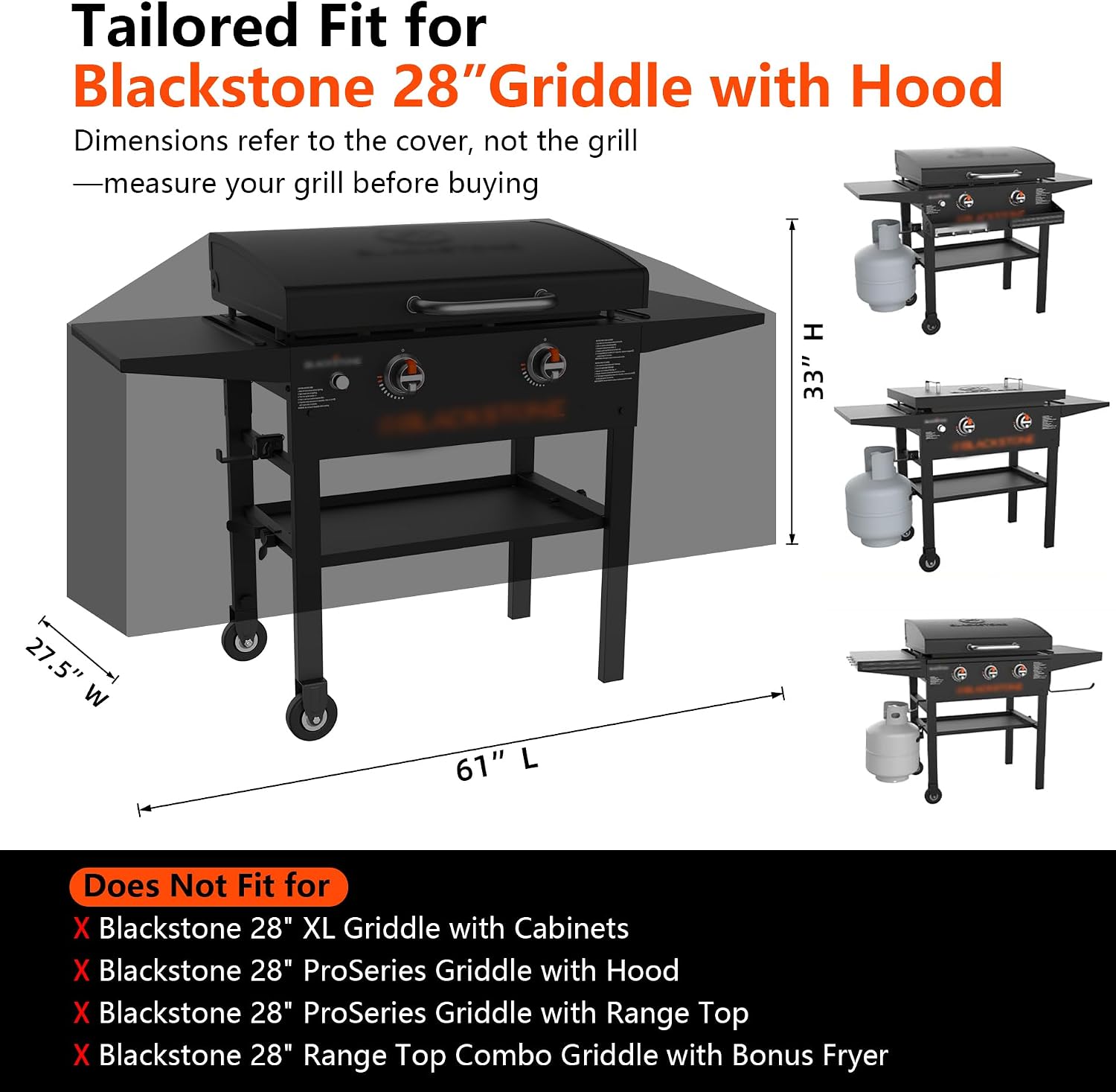 Detalle 2 de GuardKove 28"KL-002 Griddle Cover, 1000D Waterproof Oxford Fabric
