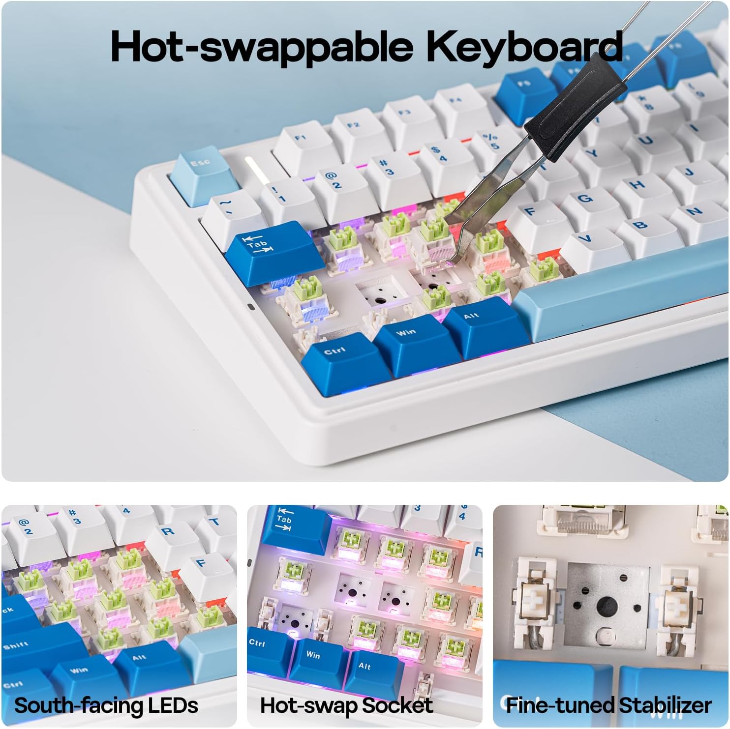 Thumbnail 5 de EPOMAKER AULA F75 Ultra Wireless Mechanical Keyboard (White, Reaper Switch)