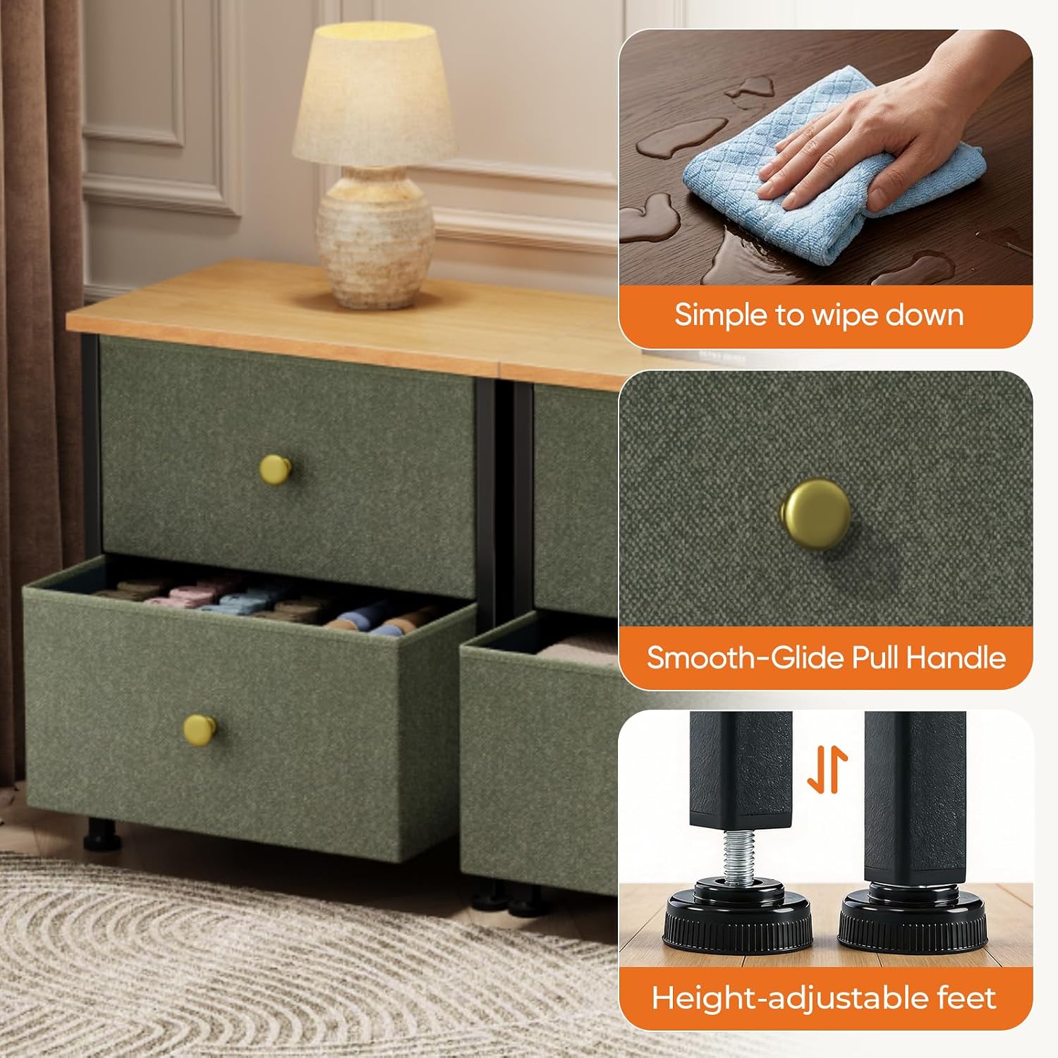 Thumbnail 6 de Sweetcrispy Nightstand with 2 Fabric Drawers