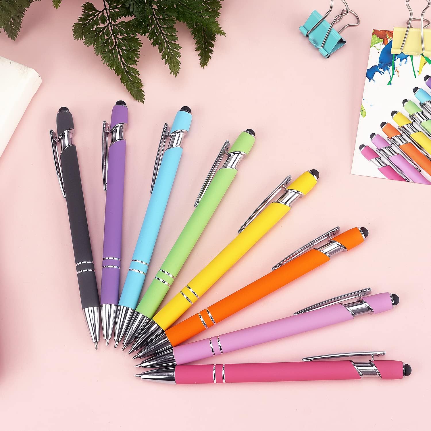 Detalle 2 de Bribobo 8本パック 2イン1スタイラス付きボールペン 1.0mm黒インク・ツイスト式