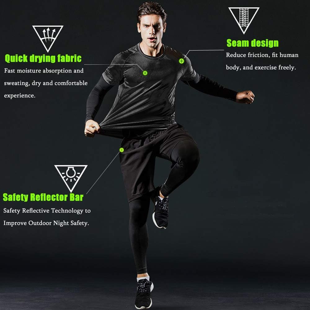 Detalle 2 de Herren Sport-Laufset (4er oder 5er Pack) – Athletisches Shirt + Short/Kompressions-Set mit Mantel & Hoodie