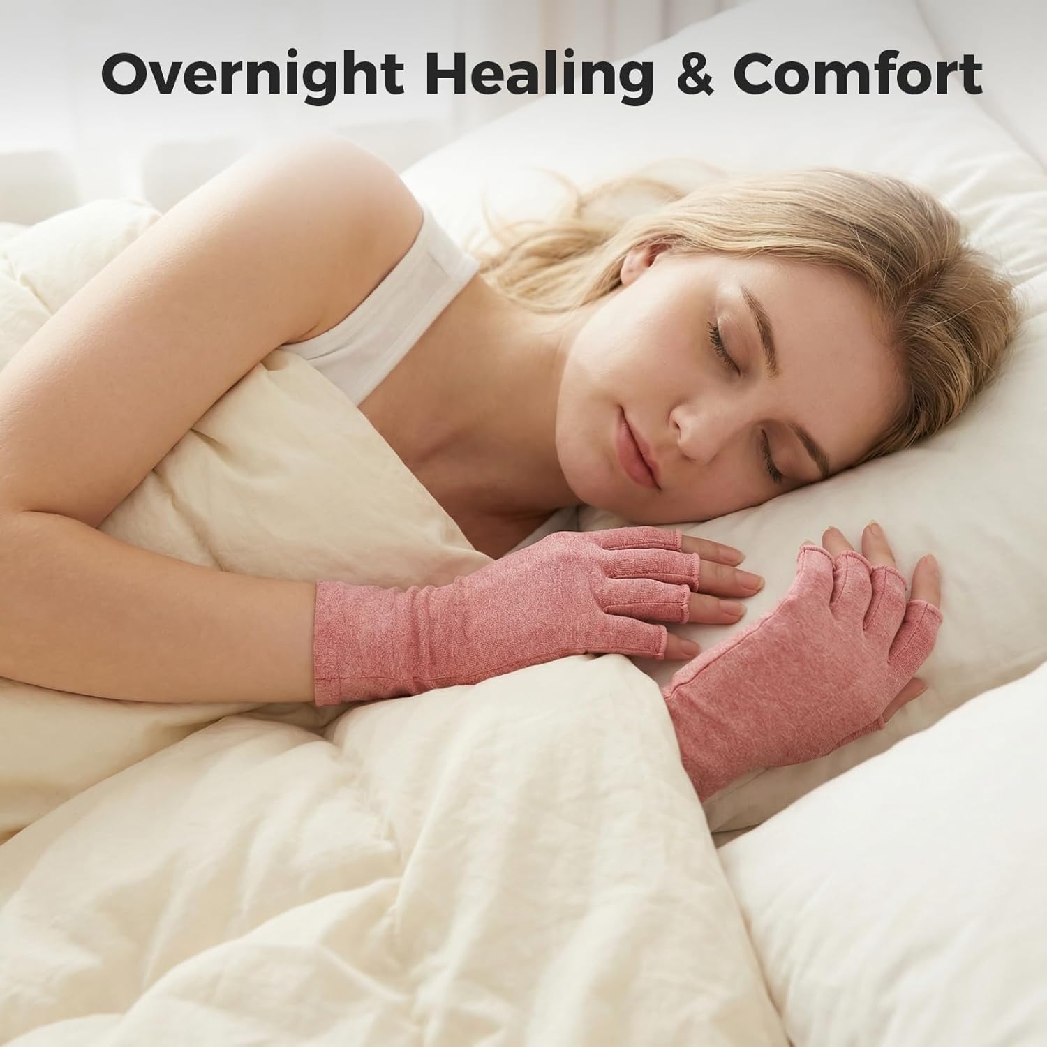 Thumbnail 6 de Donfri 2 Pairs Arthritis Gloves Fingerless Compression Gloves (Pink, M) for Rheumatoid/Osteoarthritis & Raynaud’s