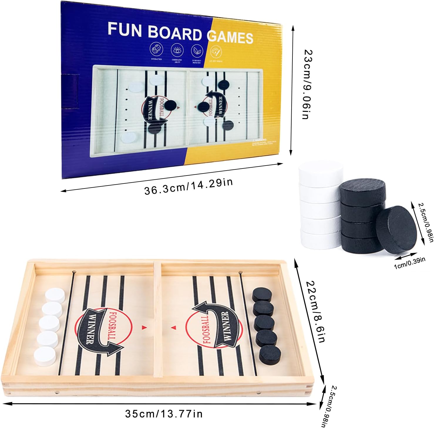 Thumbnail 1 de EACHHAHA Sling Puck Game – jeu de société hockey sur table portable (plateau + palets/pions)