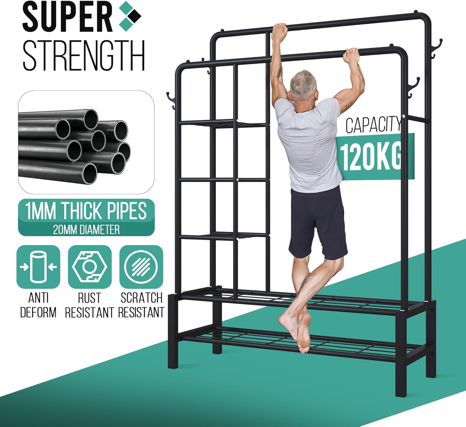 Detalle de Klass heavy duty clothes rail 120kg