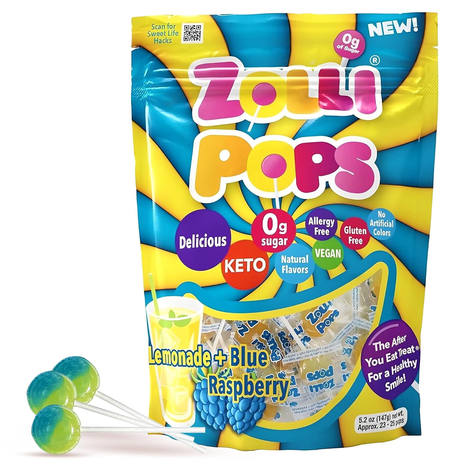 Detalle de Zollipops sugar-free lollipops, 5.2 oz