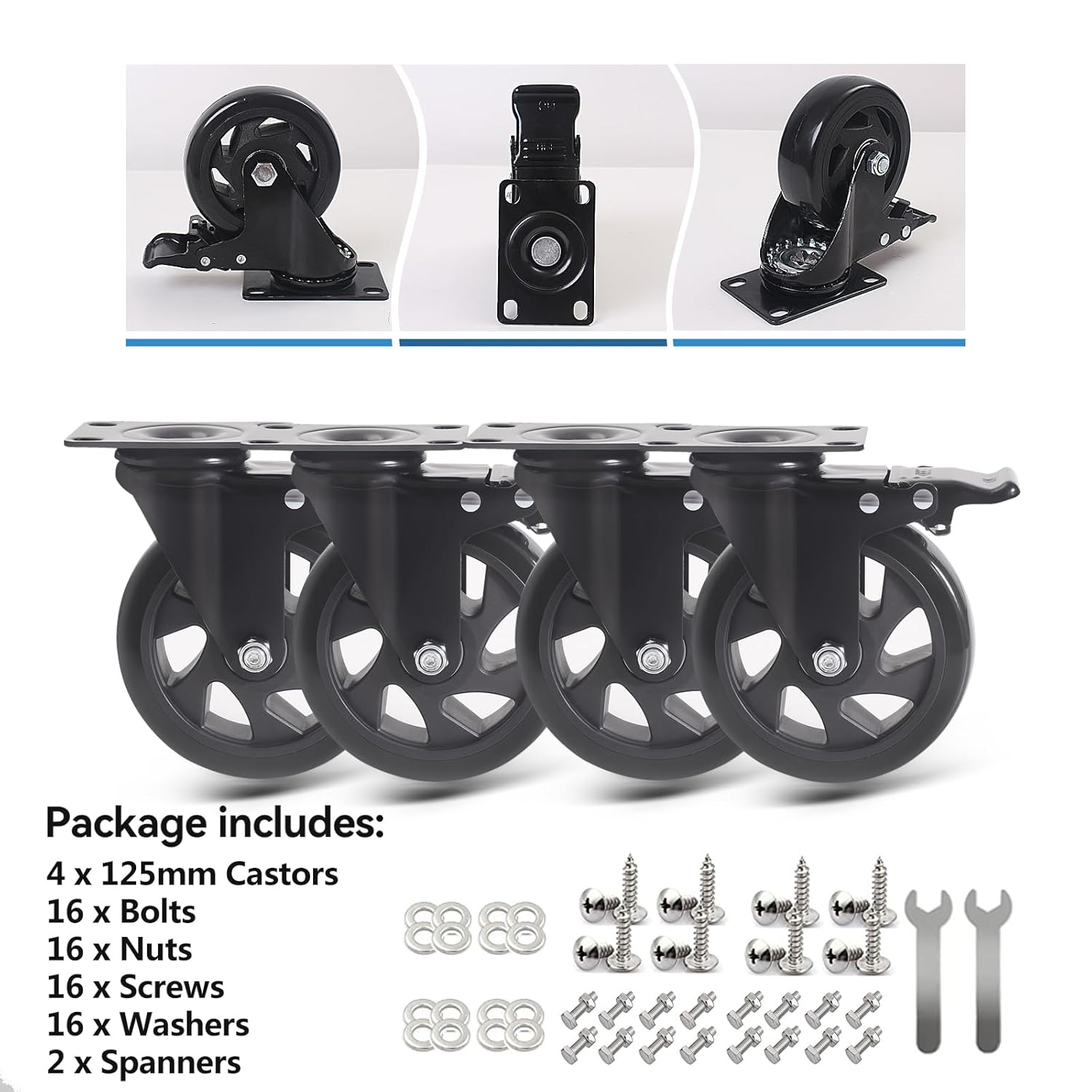 Thumbnail 6 de RRIUTO 125mm heavy duty swivel castors 800kg
