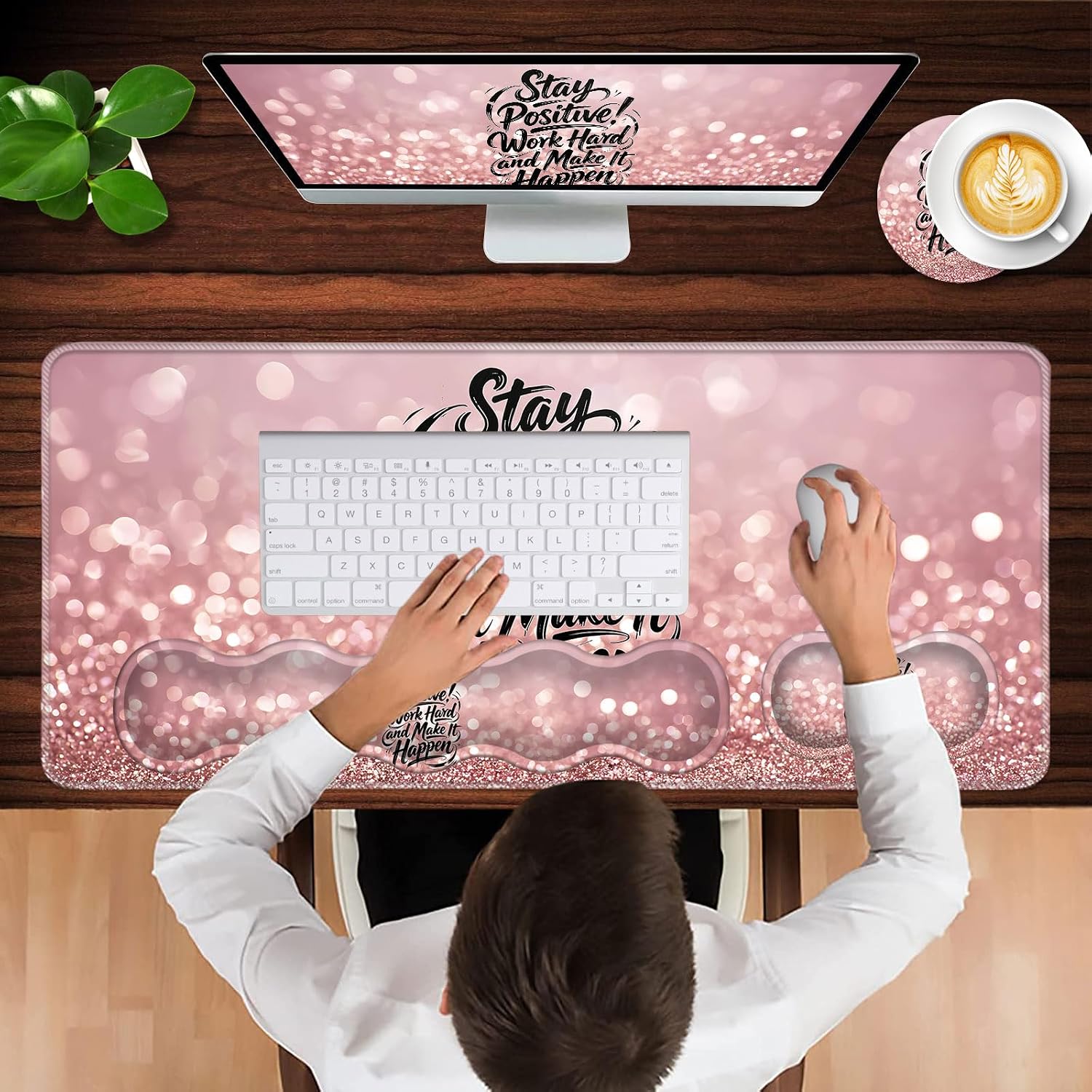 Detalle 2 de CICPLKSE BS-XLMP-4 Ergonomic Desk Mat Set with Memory Foam Wrist Rests