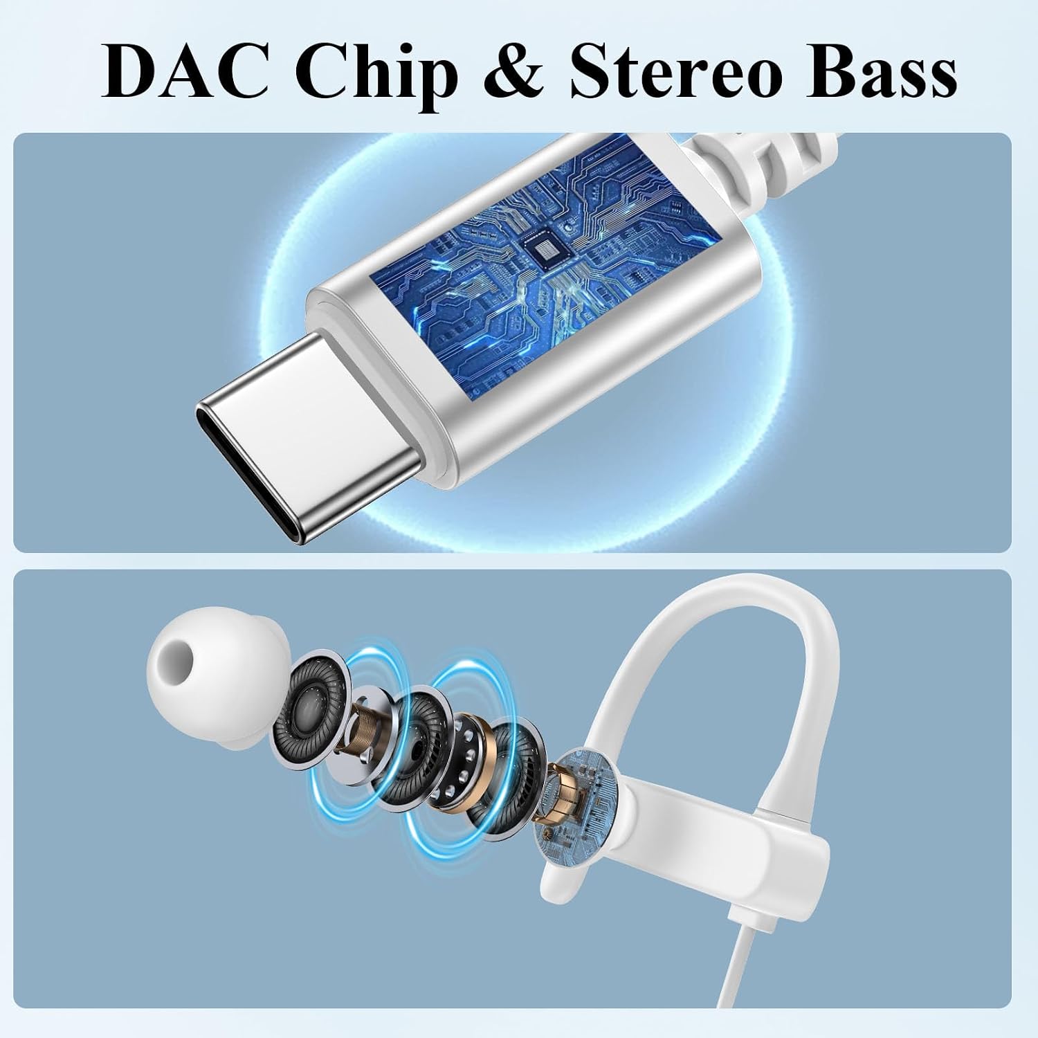 Thumbnail 3 de USB C Headphones with Mic White
