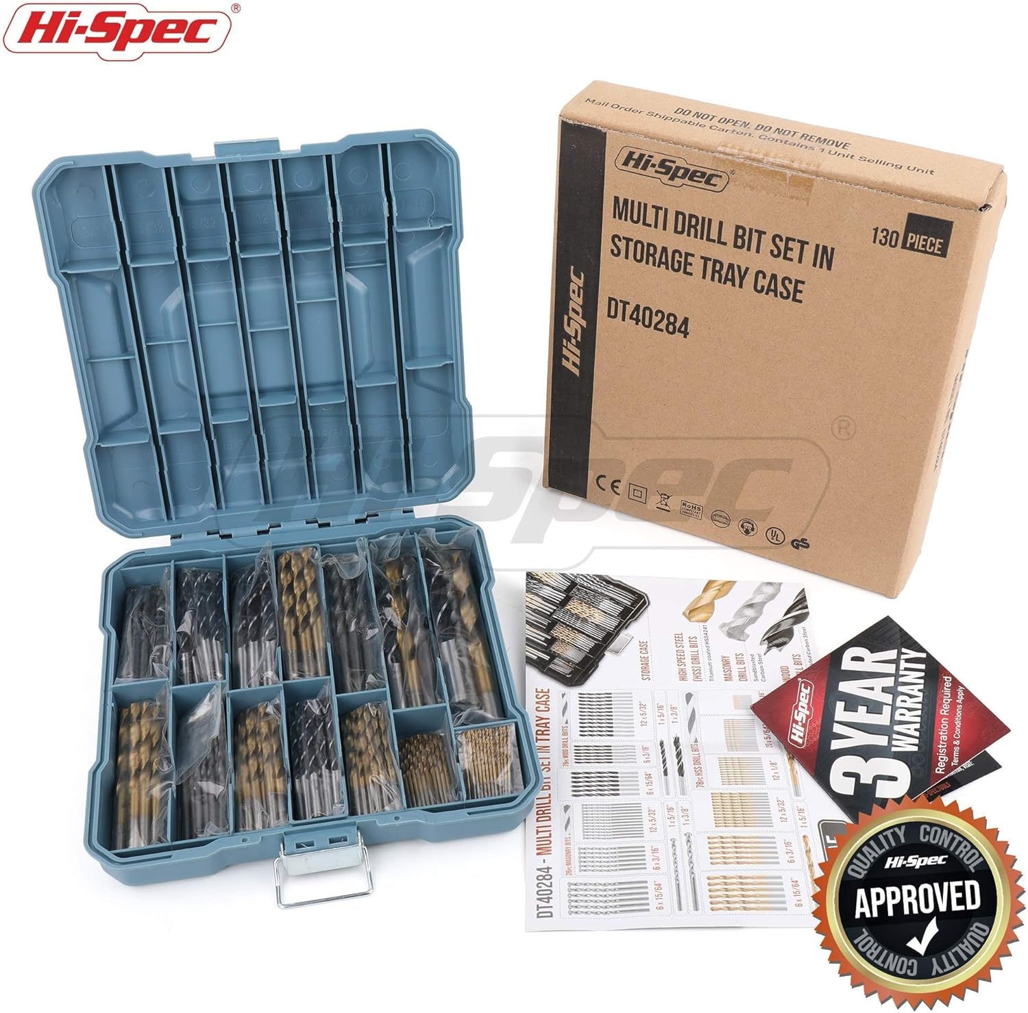 Thumbnail 6 de Hi-Spec Set di punte da trapano in custodia – 130 pezzi HSS titanio rivestito per legno, metallo e muratura