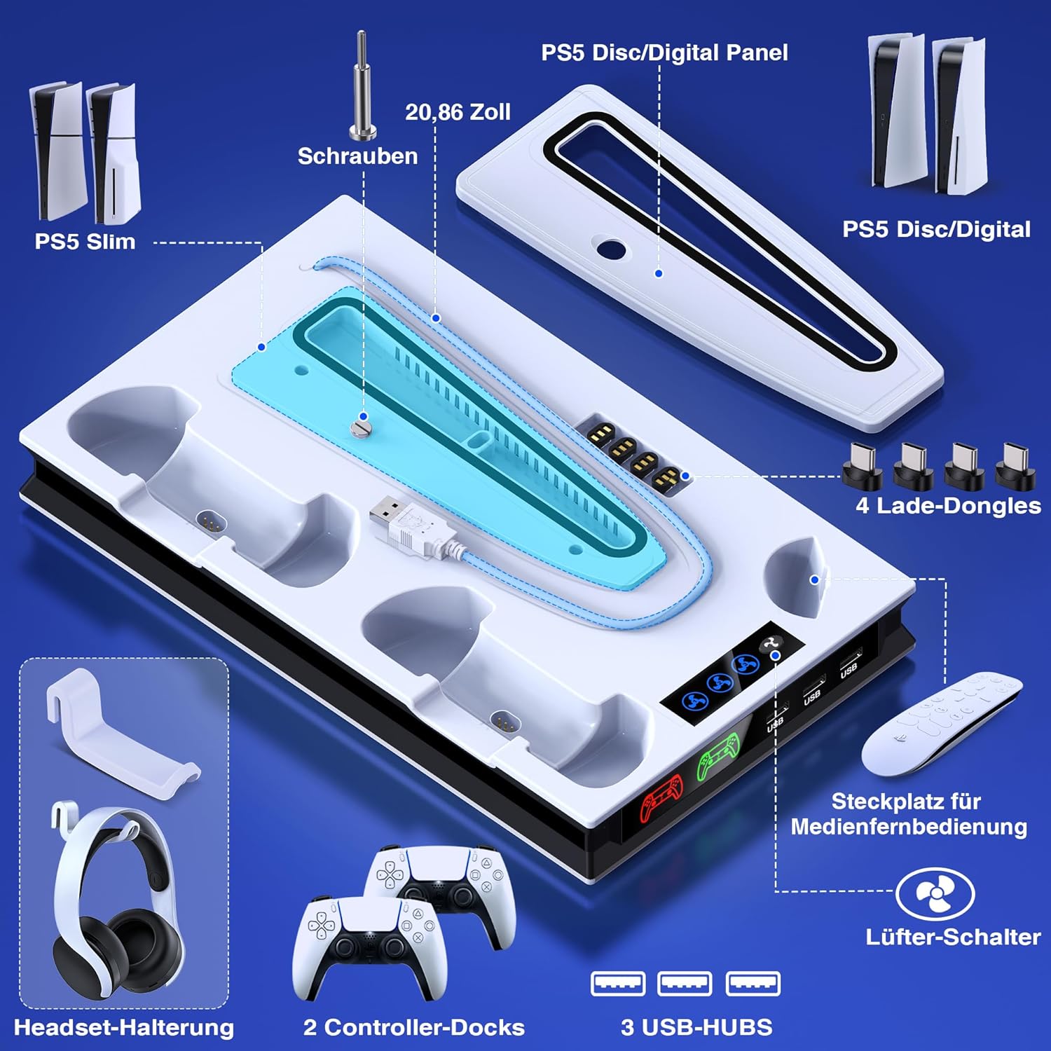Thumbnail 6 de PS5 Slim Zubehör Ständer mit 3 USB Ports