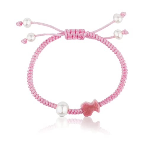 Detalle de TOUS Pulsera de Cordón para Mujer Tibet: rodonita y perlas cultivadas (0,6 cm) en Longitud 12–15,5 cm