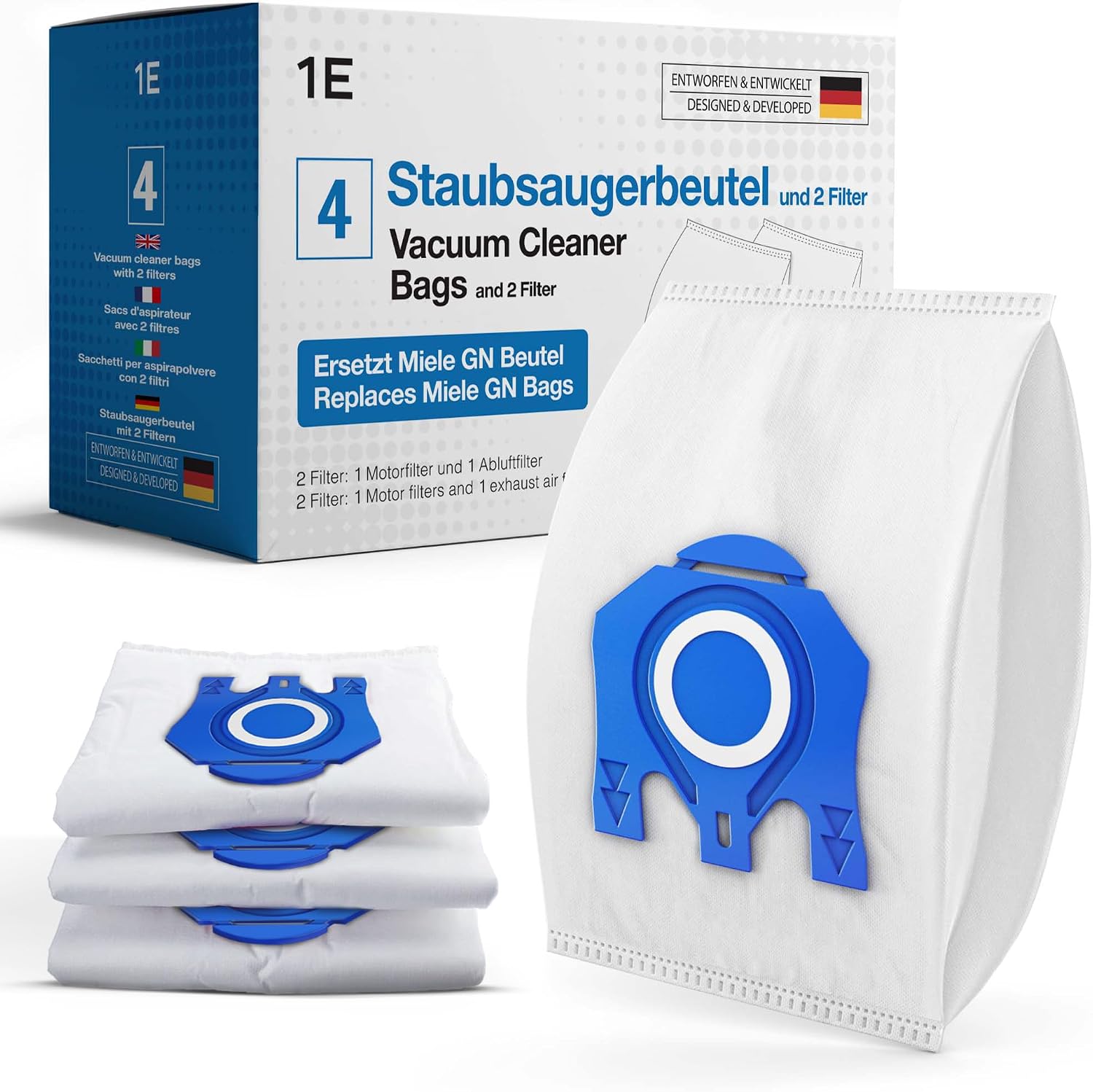 Detalle de 1E 4 Staubsaugerbeutel Typ GN für Miele Complete C3, C2 & C1 – Beutelset inkl. Filter