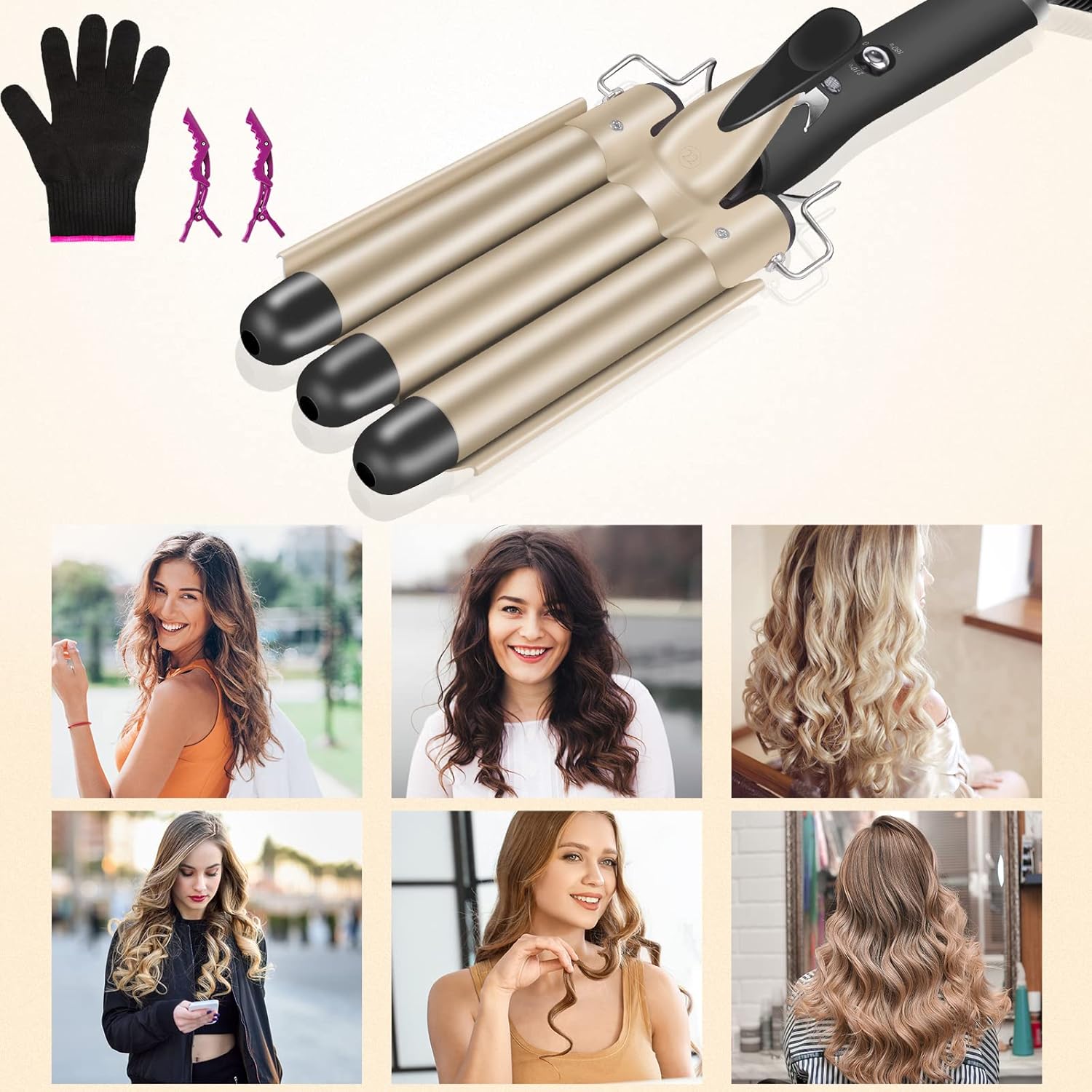 Thumbnail 5 de Hilifexll 22mm 3‑barrel waver for mermaid waves 🎀