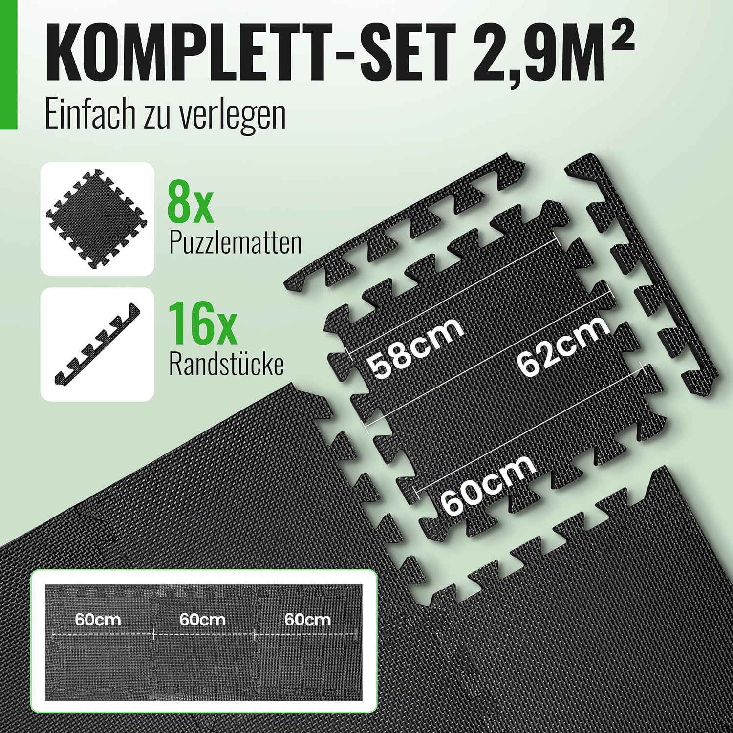Detalle de AthleticPro Bodenschutzmatte Sets – 30x30 cm oder 60x60 cm, extra dicke Schutzmatten