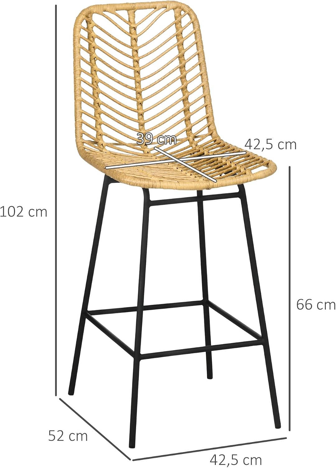 Thumbnail 6 de HOMCOM Tabourets Bar 66 cm Lot 4