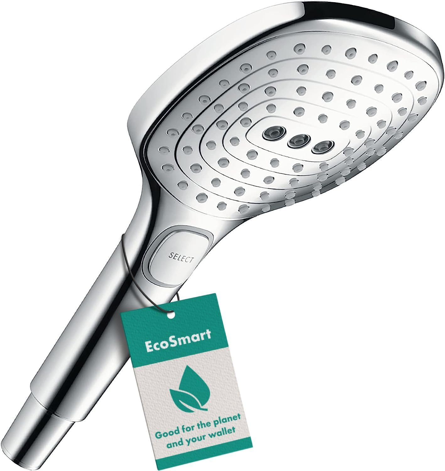 Detalle de Hansgrohe Raindance Select E – Pommeau de douche éco d’eau 8,5 l/min (EcoSmart), 3 jets, 120x120 mm, chromé