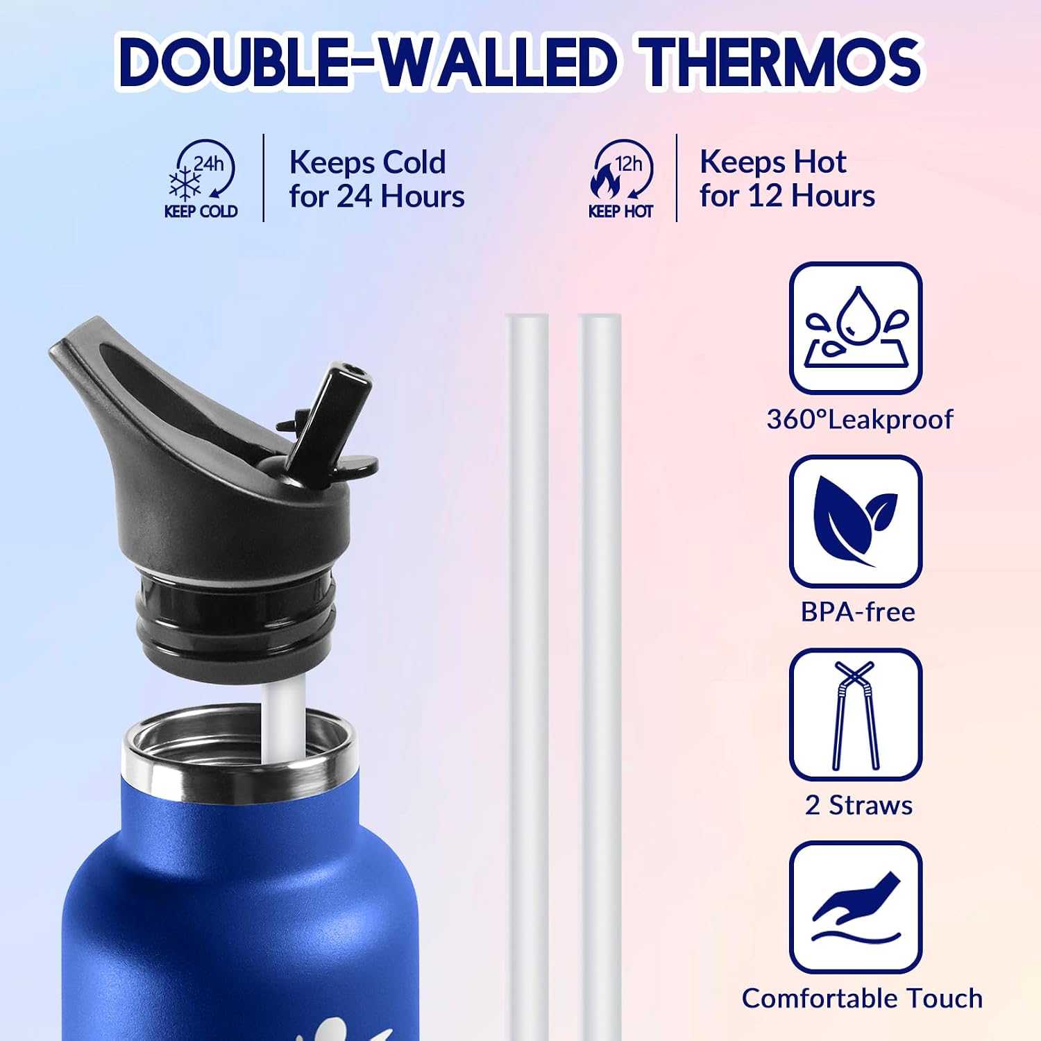 Detalle 2 de HoneyHolly Botella Térmica 750 ML 🥤 Sin BPA, Acero Inoxidable