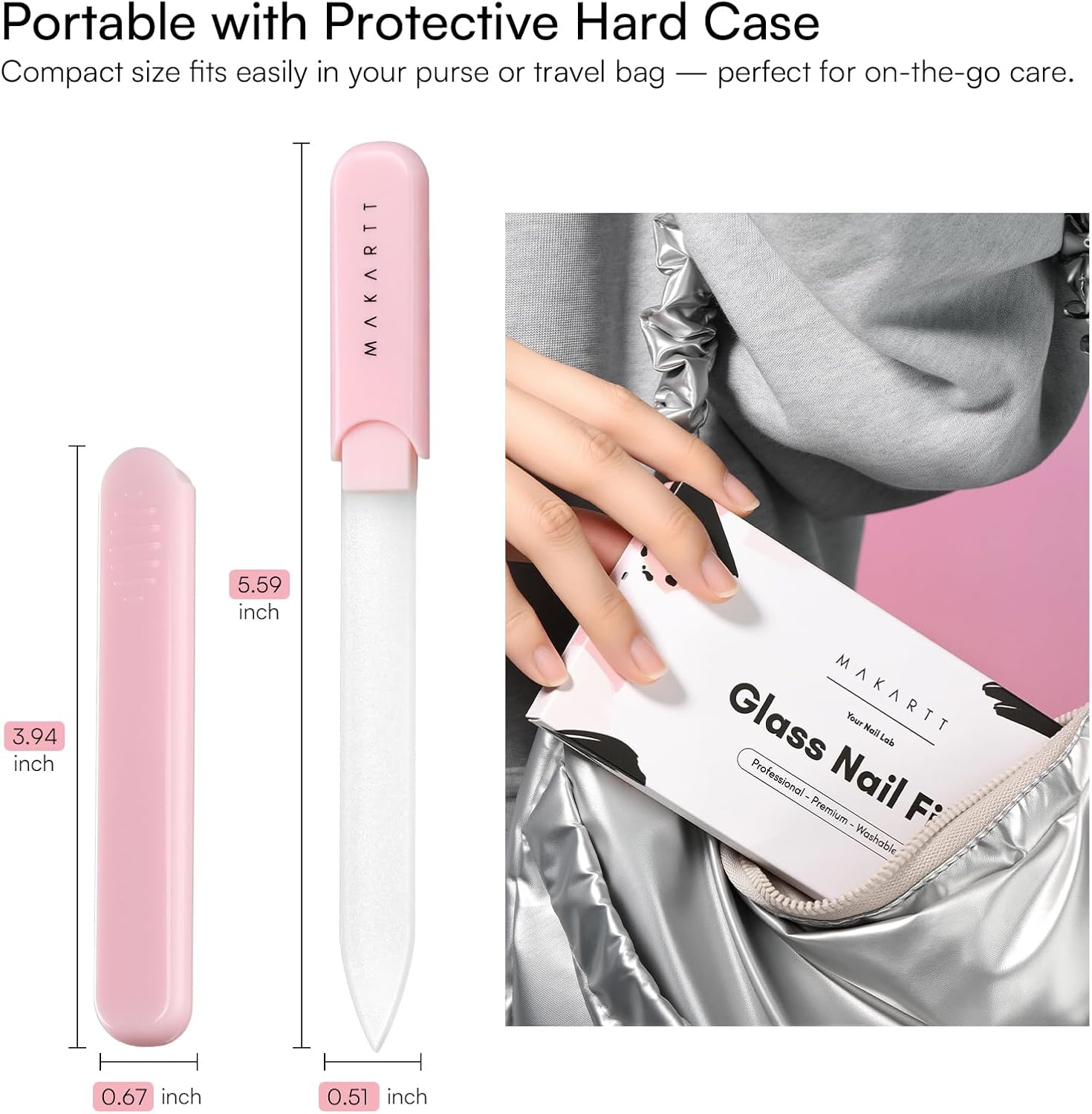 Detalle de Makartt Glass Nail Files Double-Sided Buffer Set (3-Piece) in Pink, Green & Blue