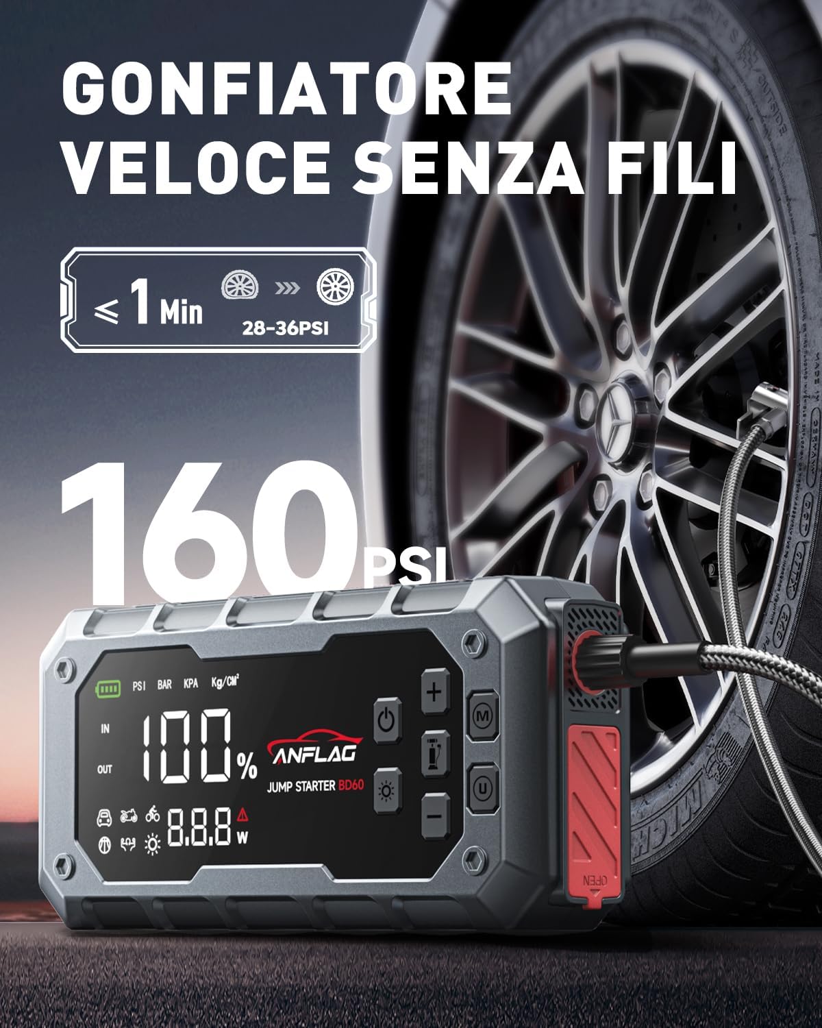 Detalle de ANFLAG Booster Avviamento 8000A 26800mAh