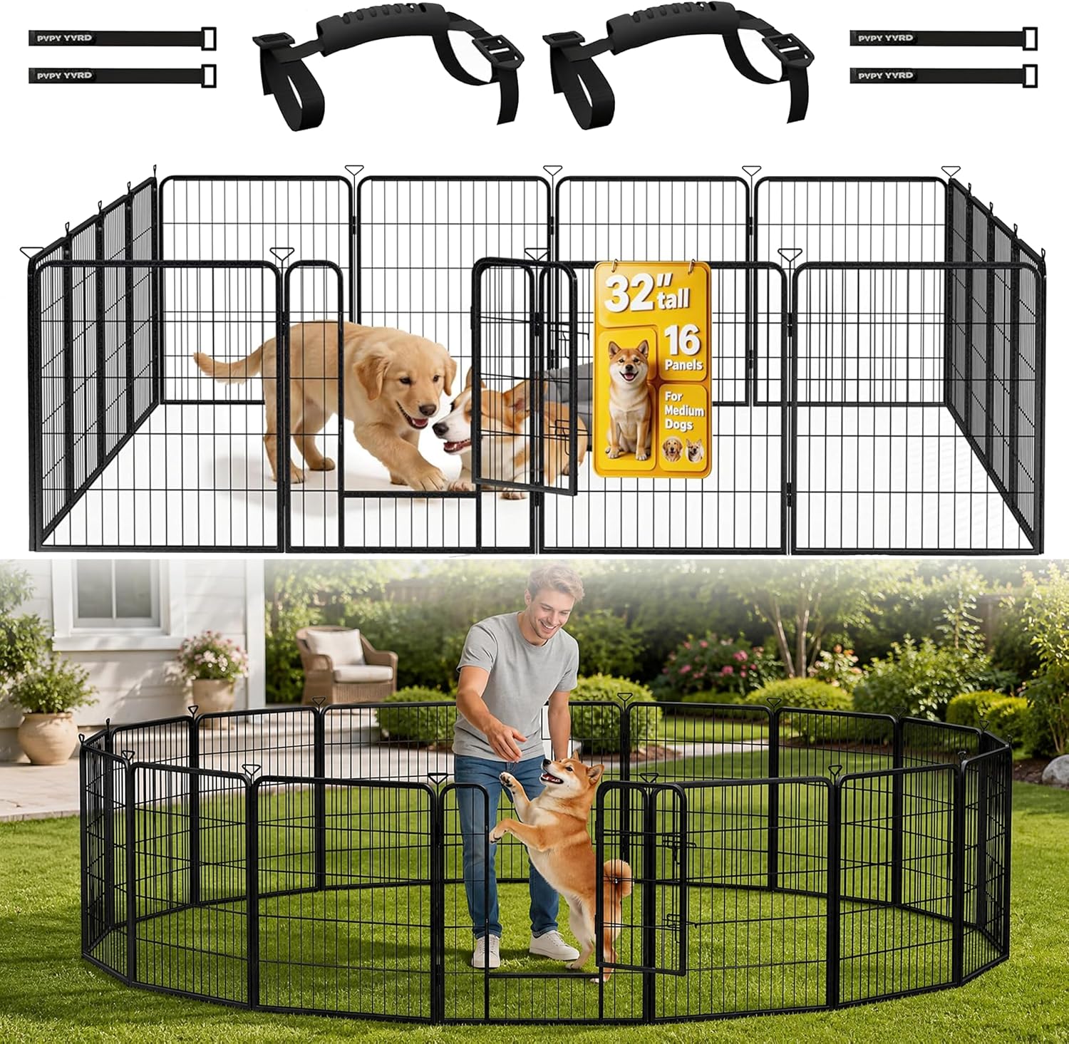 Detalle de Pvpy Yvrd Dog Playpen, 32-Inch